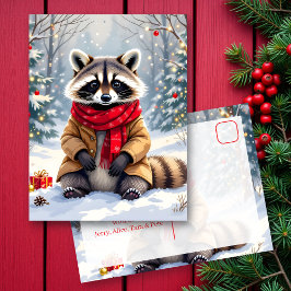 Niedlicher Whimsischer Raccoon Personalisierte Wei Postkarte