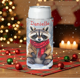 Niedlicher Whimsischer Raccoon Weihnachten Persona Selters Dosenkühler