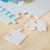 Niedlicher Whimsischer Regenbogen Pilz Haus Blauer Puzzle (Seite)