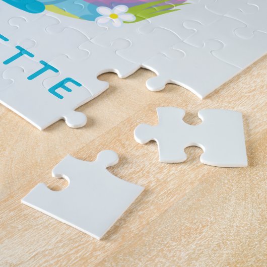 Niedlicher Whimsischer Regenbogen Pilz Haus Blauer Puzzle (Seite)