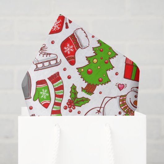 Niedlicher Whimsischer Schneemann Weihnachtsfeiert Seidenpapier (Geschenk Tasche)