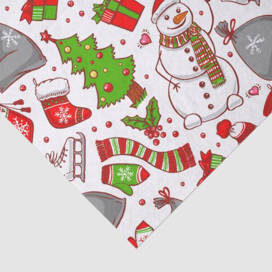 Niedlicher Whimsischer Schneemann Weihnachtsfeiert Seidenpapier (Detail)