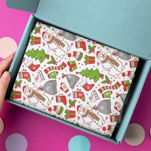 Niedlicher Whimsischer Schneemann Weihnachtsfeiert Seidenpapier