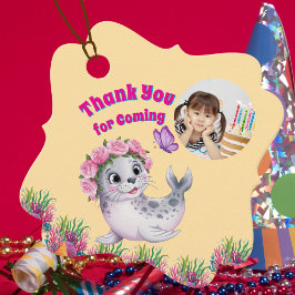 Niedlicher Whimsischer Seelöwe Foto Geburtstag Geschenkanhänger