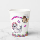 Niedlicher Whimsischer Seelöwe Foto Geburtstag Pappbecher (Vorderseite)