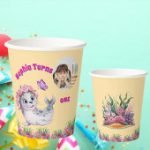 Niedlicher Whimsischer Seelöwe Foto Geburtstag Pappbecher