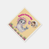 Niedlicher Whimsischer Seelöwe Foto Geburtstag Serviette (Ecke)