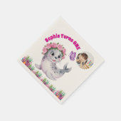 Niedlicher Whimsischer Seelöwe Foto Geburtstag Serviette (Ecke)