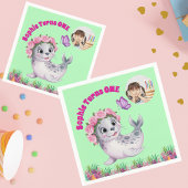 Niedlicher Whimsischer Seelöwe Foto Geburtstag Serviette