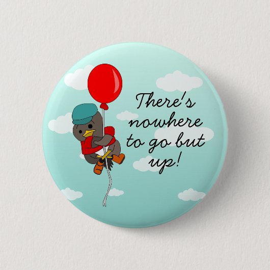 Niedlicher Whimsischer Vogel und Motivierend Zitat Button (Vorderseite)