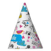 Niedlicher Whimsischer Vorname Unicorn Regenbogenm Partyhütchen (Rechts)