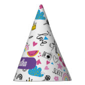 Niedlicher Whimsischer Vorname Unicorn Regenbogenm Partyhütchen (Rechts)