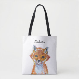 Niedlicher whimsischer Wasserfarbenfox Personalisi Tasche