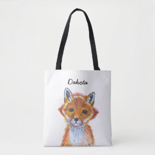 Niedlicher whimsischer Wasserfarbenfox Personalisi Tasche