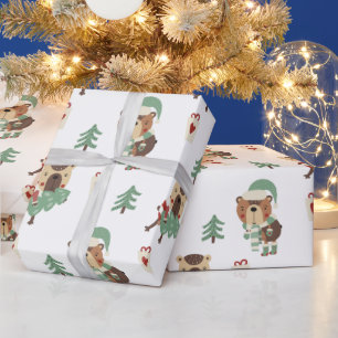 Niedlicher Whimsischer Weihnachtsbär Geschenkpapier