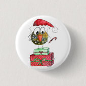 Niedlicher Whimsischer Weihnachtsbird Button (Vorderseite)
