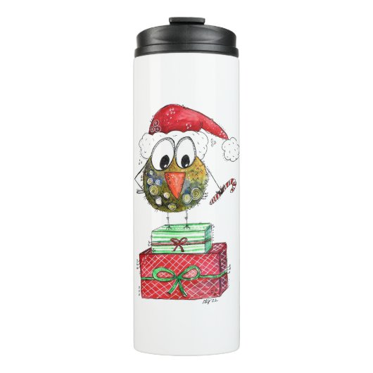 Niedlicher Whimsischer Weihnachtsbird Thermosbecher (Vorderseite)