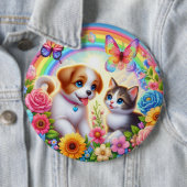 Niedlicher/whimsischer Welpe/Kätzchen Regenbogen Button (Beispiel)