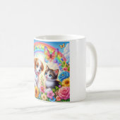 Niedlicher/whimsischer Welpe/Kätzchen Regenbogen Kaffeetasse (VorderseiteRechts)