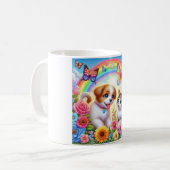 Niedlicher/whimsischer Welpe/Kätzchen Regenbogen Kaffeetasse (Vorderseite Links)