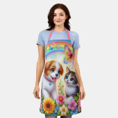Niedlicher/whimsischer Welpe/Kätzchen Regenbogen Schürze (Getragen)