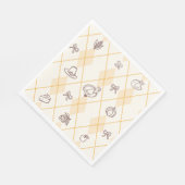 Niedlicher Whimsy-Erntedank Doodles Diamond-Muster Serviette (Ecke)