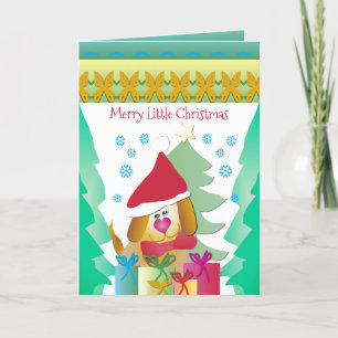 Niedlicher Whimsy Holiday Puppy in Farben Feiertagskarte