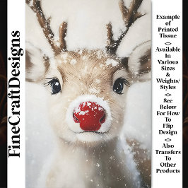 Niedlicher Whimsy Rudolph Reindeer im Schnee BW7 D Seidenpapier