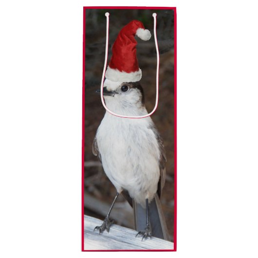 Niedlicher Whiskey-Jack mit roter Weihnachtsmannmü Geschenktüte Für Weinflaschen (Vorderseite)