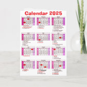 Niedlicher White Cat Calendar 2025 Personalisiert Karte (Rückseite)