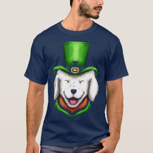 Niedlicher White Dog Golden Retriever Green Hat St T-Shirt