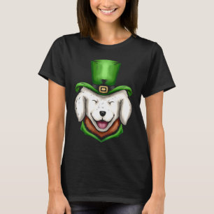 Niedlicher White Dog Golden Retriever Green Hat St T-Shirt