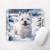 Niedlicher White Dog Westie Winter Snow Individuel Mousepad (Mit Mouse)