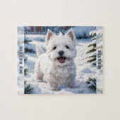 Niedlicher White Dog Westie Winter Snow Individuel Puzzle (Horizontal)