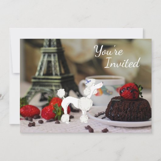 Niedlicher White Poodle Eiffel Tower Paris Hund Ge Einladung (Vorderseite)