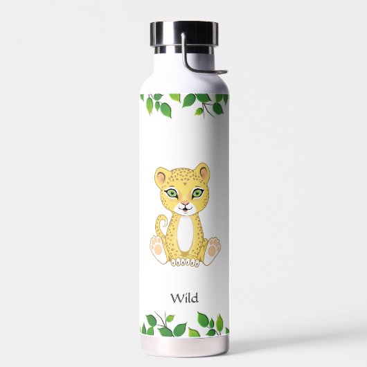 Niedlicher Wild Baby Leopard auf White Trinkflasche (Links)