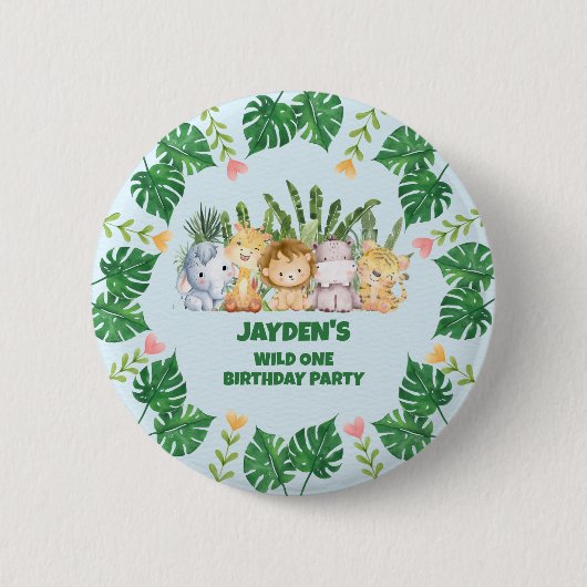Niedlicher Wild One Jungle Safari Button (Vorderseite)