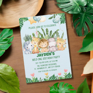Niedlicher Wild One Jungle Safari Einladung