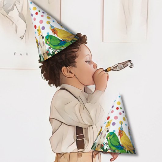 Niedlicher Wild One Tropical Parrots & Confetti Ge Partyhütchen