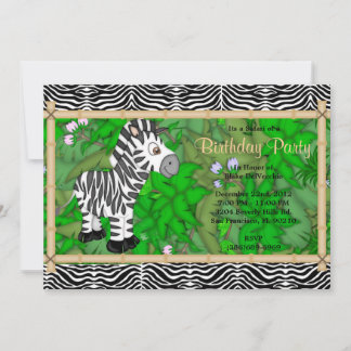 NIEDLICHER Wild Zebra Geburtstag Einladung