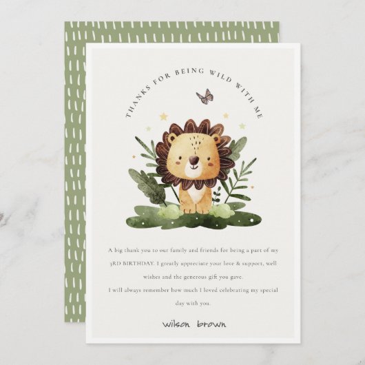 Niedlicher Wilder tropische Dschungel Dankeskarte (Vorne/Hinten)