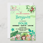 niedlicher Wildsafari-Zoo-Dschungel Geburtstag Einladung (Vorderseite)