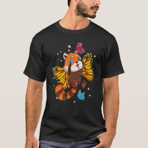 Niedlicher Wildtierinsekt-Schmetterling-Roter Pand T-Shirt
