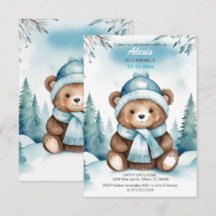 Niedlicher Winter Baby Bear Geburtstag Einladung