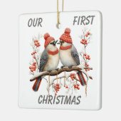 Niedlicher Winter Bird Erste Weihnachtsvorlage Keramikornament (Links)
