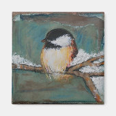 Niedlicher Winter Black Capped Chickadee Art Magnet (Vorne)