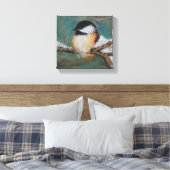 Niedlicher Winter Black Capped Chickadee Canvas Pr Leinwanddruck (Insitu (Schlafzimmer))