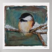 Niedlicher Winter Black Capped Chickadee Kunst, Di Poster (Vorne)