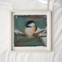 Niedlicher Winter Black Capped Chickadee Kunst, Di