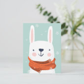 Niedlicher Winter Bunny Postkarte (Stehend Vorderseite)